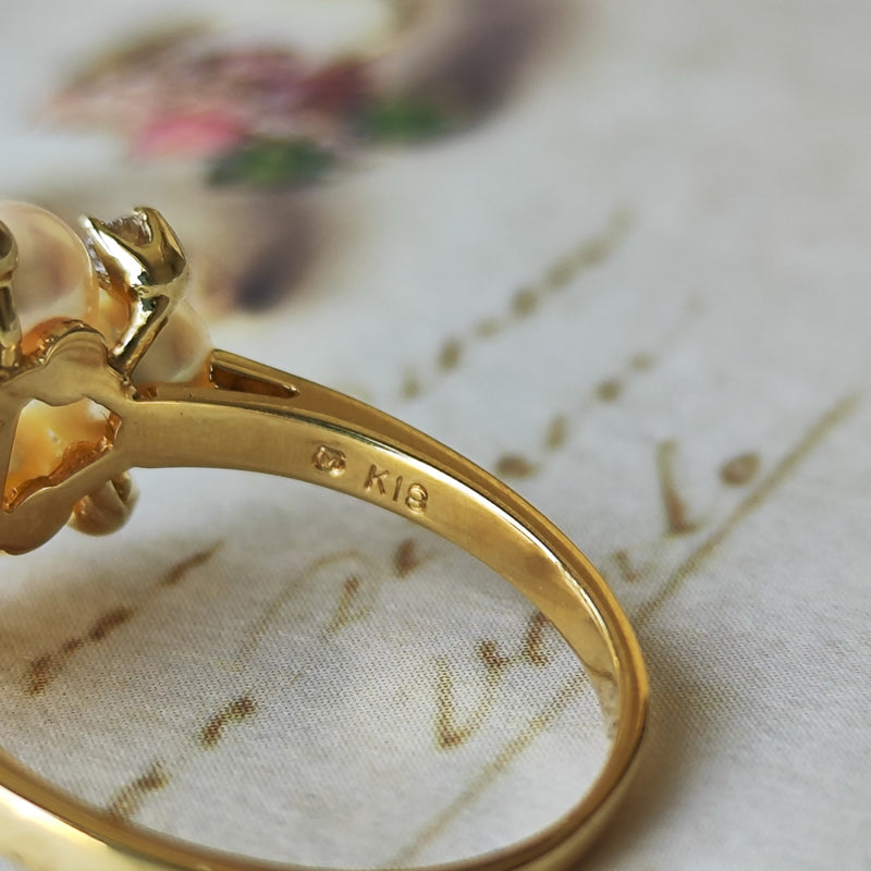 MIKIMOTO ミキモト あこやベビーパール 天然ダイヤモンド リング