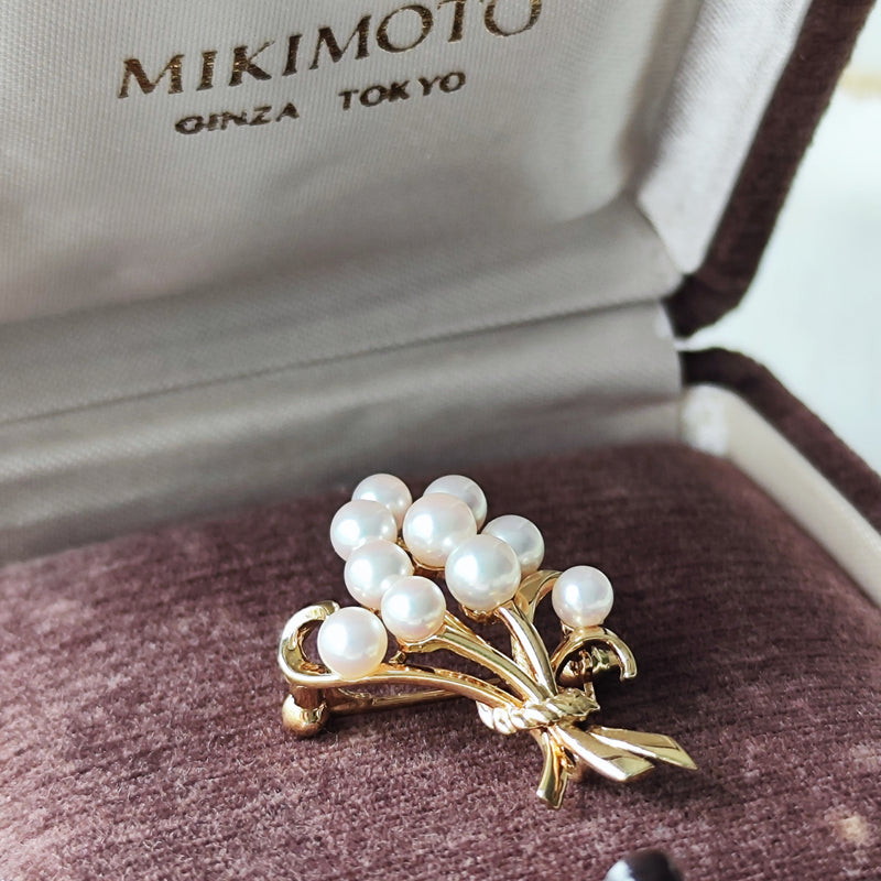 MIKIMOTO ミキモト あこや真珠 花束 ブローチ