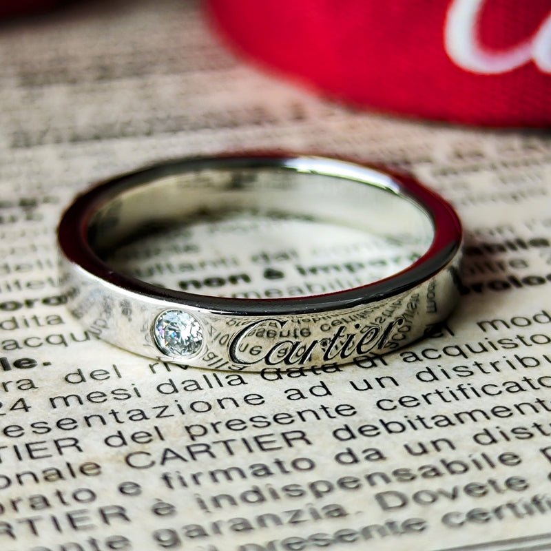 Cartier カルティエ エングレーブド ダイヤモンドリング プラチナ 8号