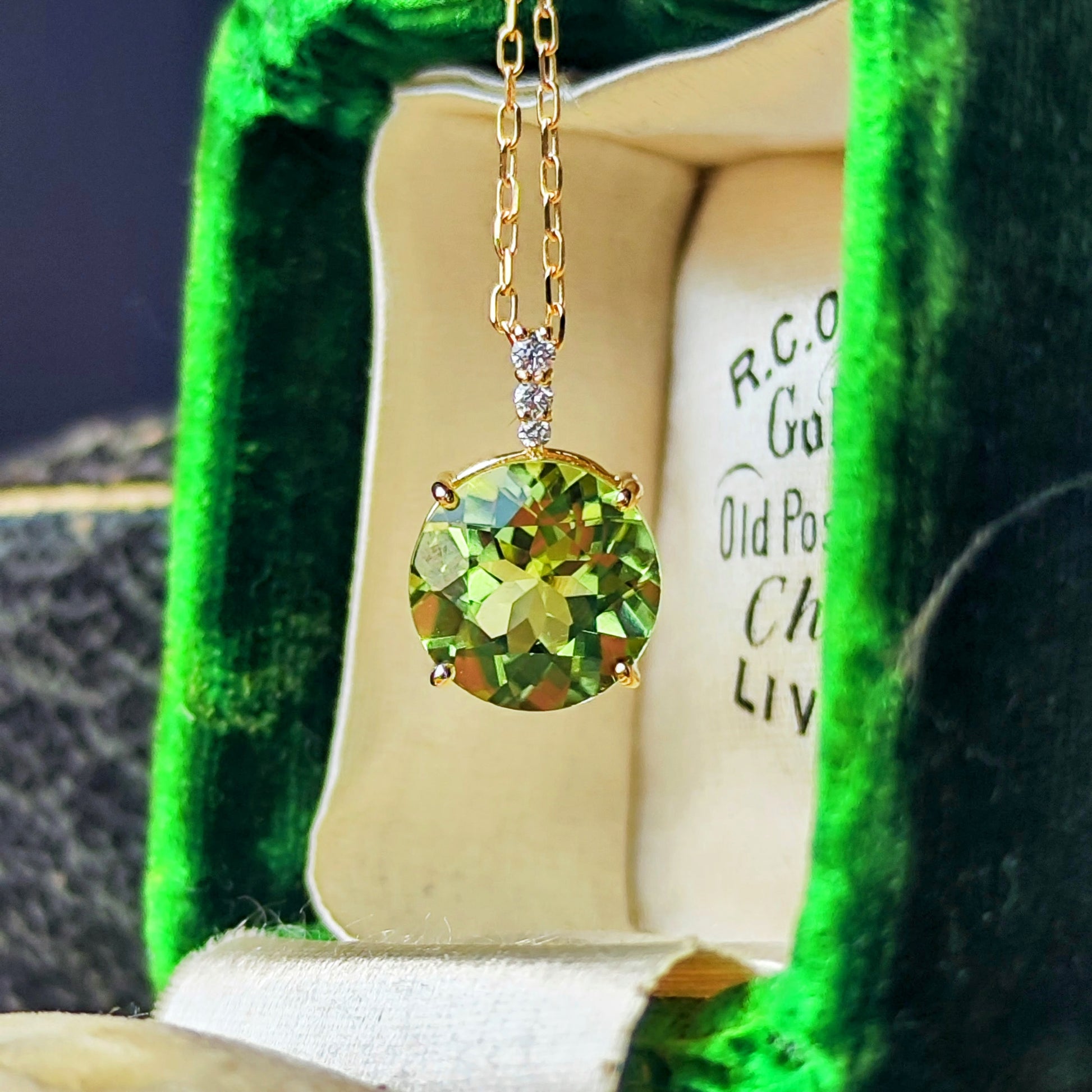 【パキスタン産】天然ペリドット 天然ダイヤモンド 18金 ネックレス