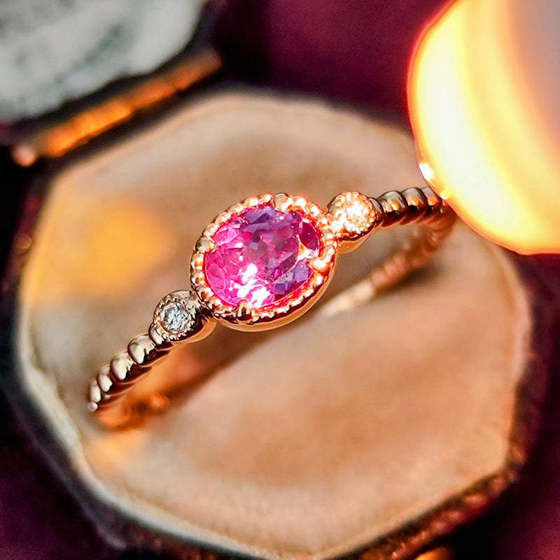 K18 天然ダイヤモンド カラーチェンジガーネット 45cm 日本製 ミル打ち 天然カラーチェンジガーネット 天然ダイヤモンド リング – Mico