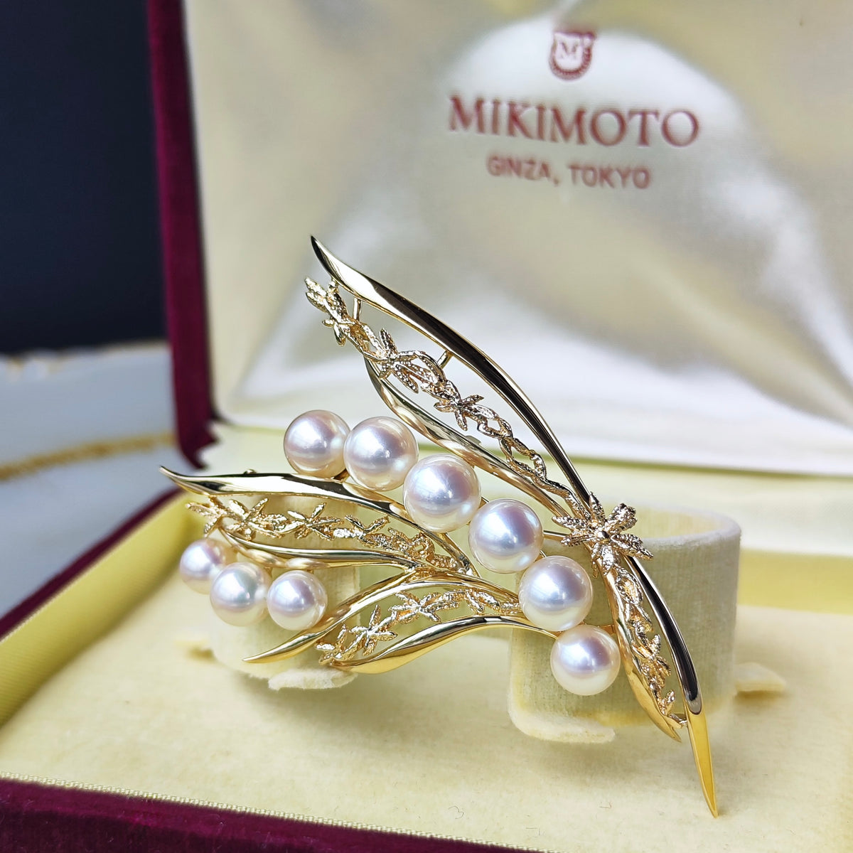 [Vintage MIKIMOTO] MIKIMOTO Akoya Pearl 14K Gold Brooch ①