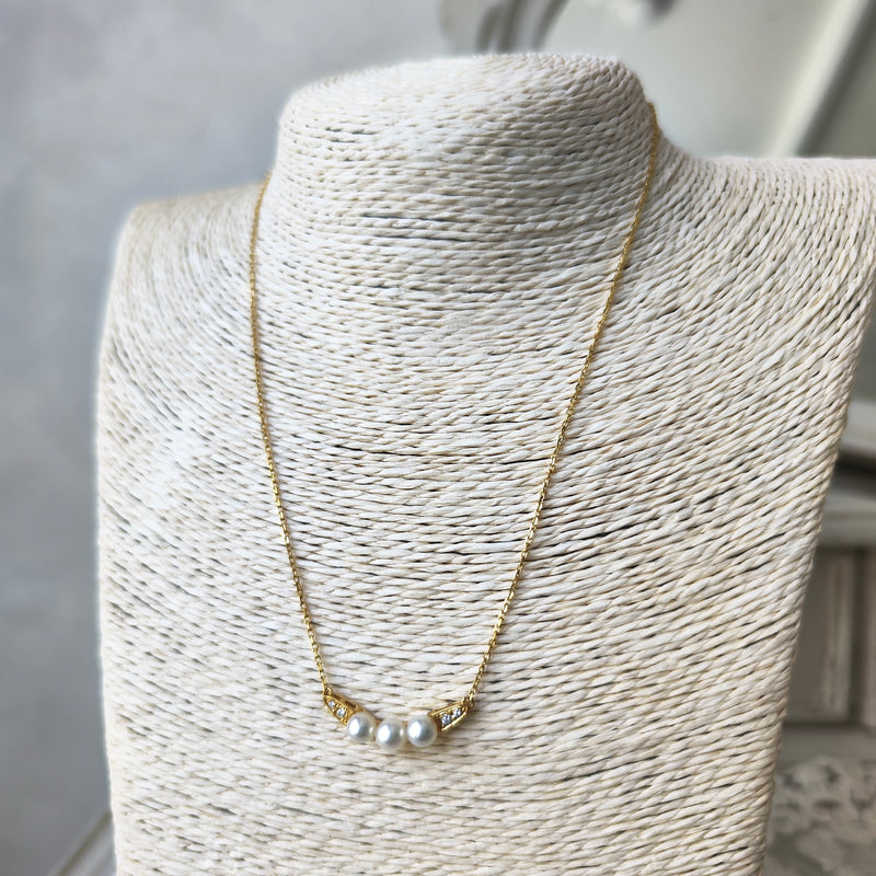 MIKIMOTO ミキモト あこや真珠 天然ダイヤモンド ネックレス
