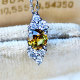 天然スフェーン 天然ダイヤモンド ネックレス