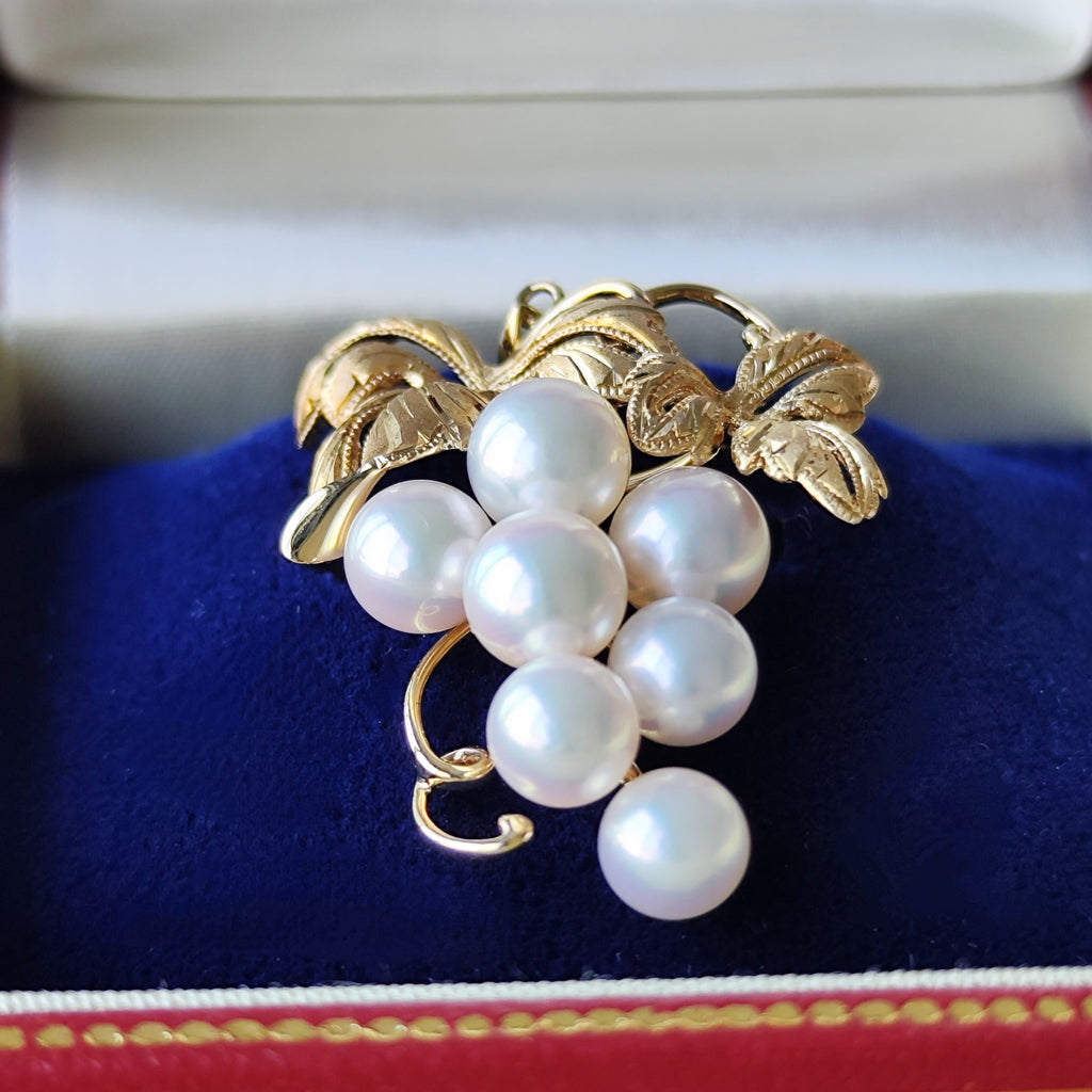 MIKIMOTO ミキモト あこや真珠 葡萄のモチーフ ペンダントトップ ヴィンテージ