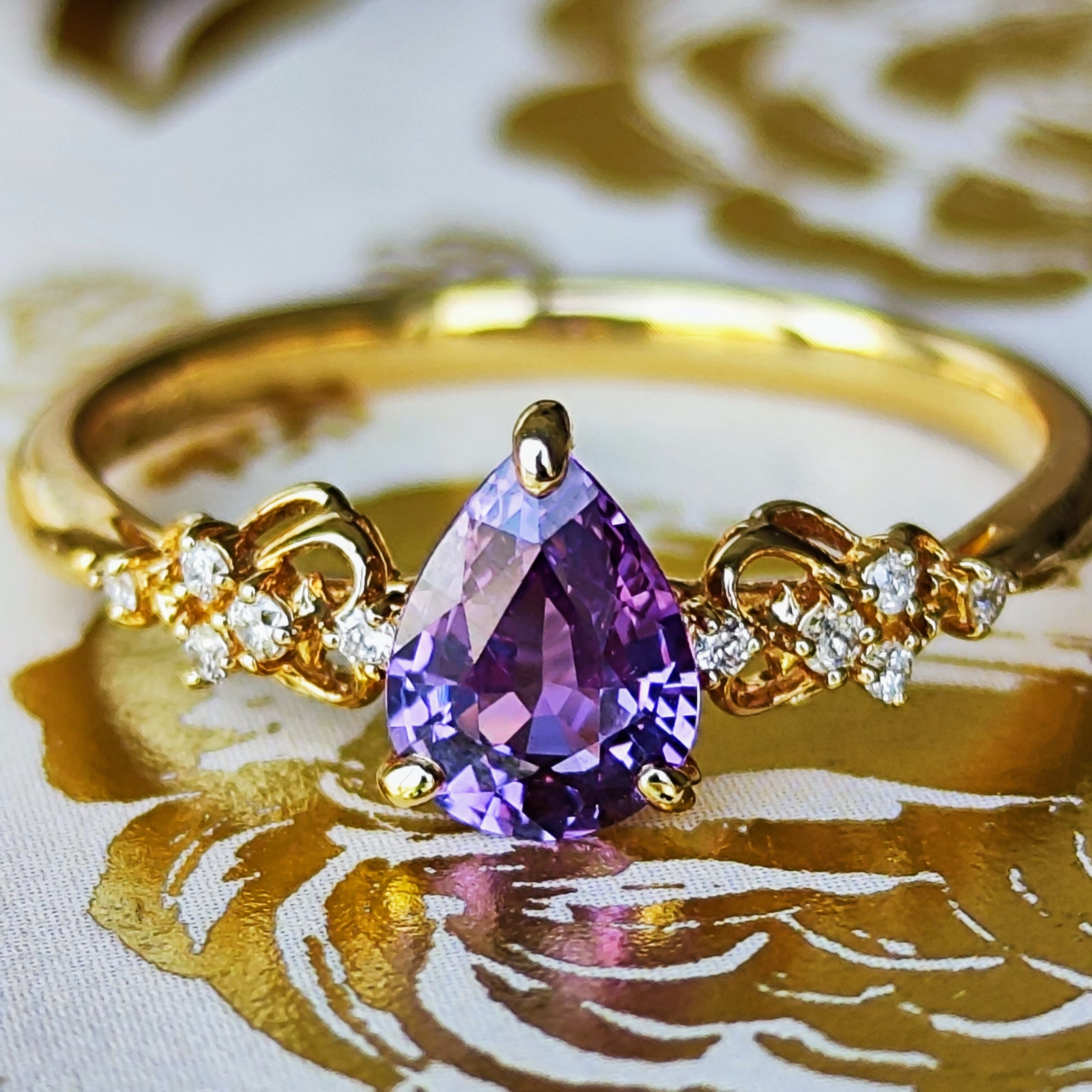 天然パープルサファイア 天然ダイヤモンド リング – Mico宝飾店