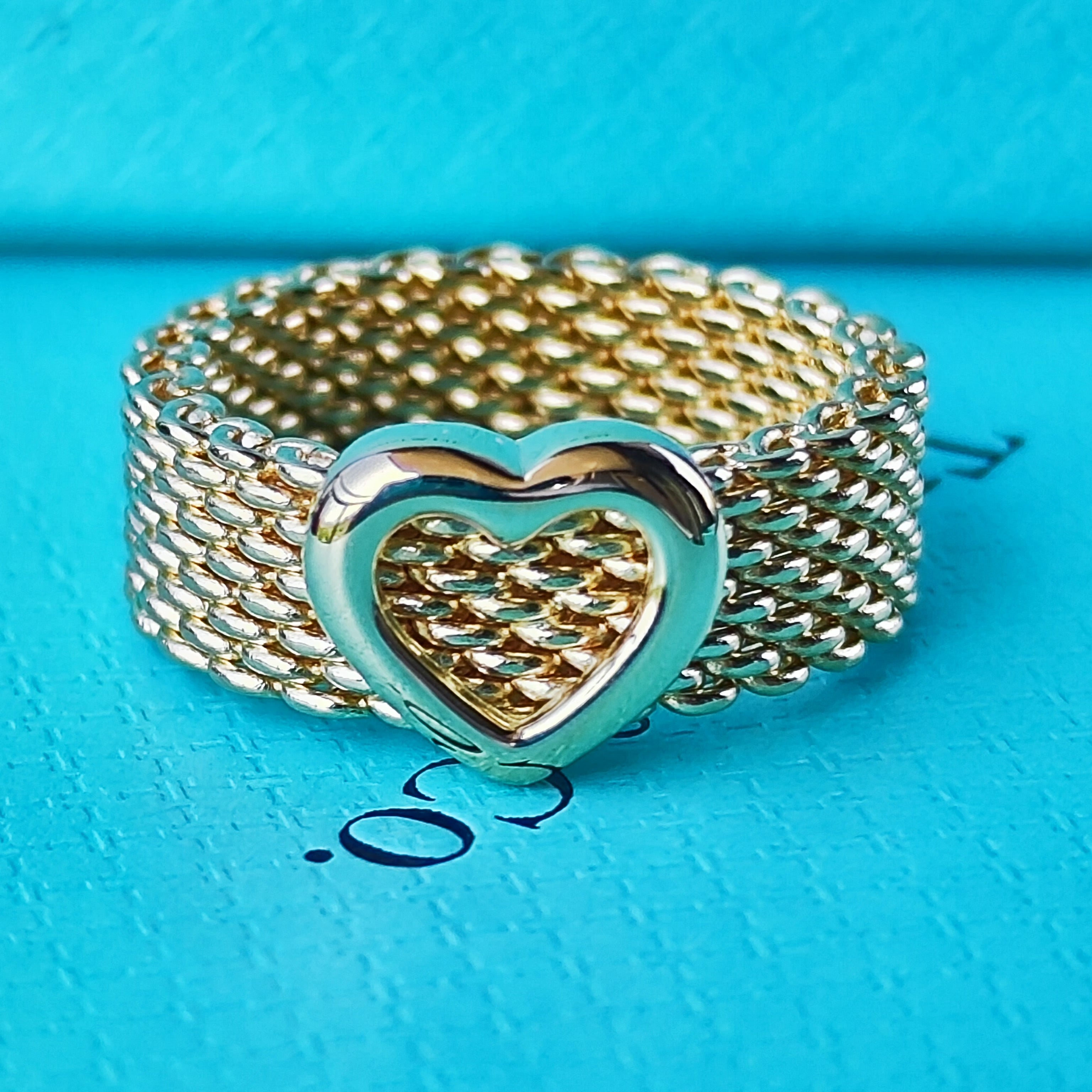 ティファニー　TIFFANY　11号　サマセット　メッシュ　ハートリング TIFFANY & CO. ティファニー サマセットリング ハート 18金 リング