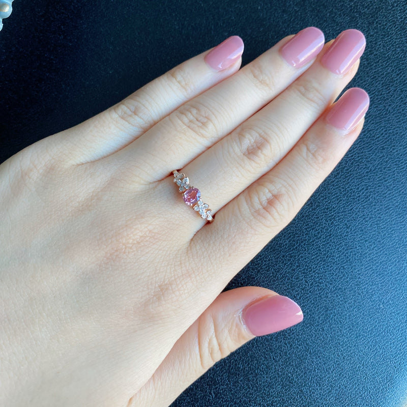 天然パパラチアサファイア 天然ダイヤモンド リング