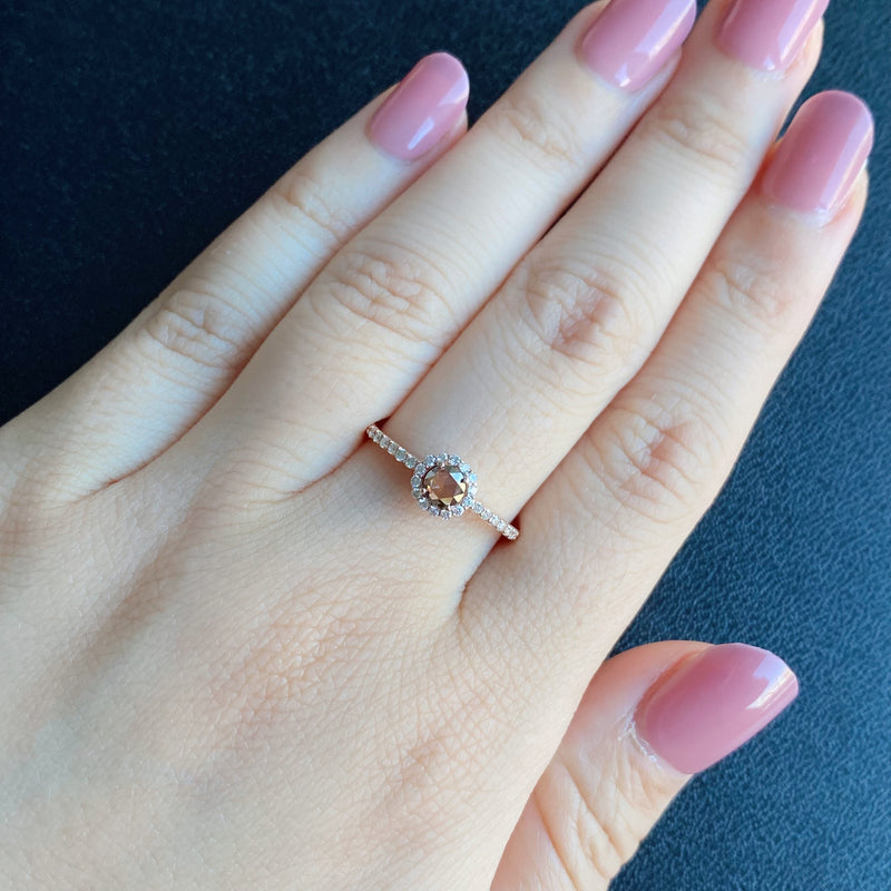 【ローズカット】天然ブラウンダイヤモンド リング