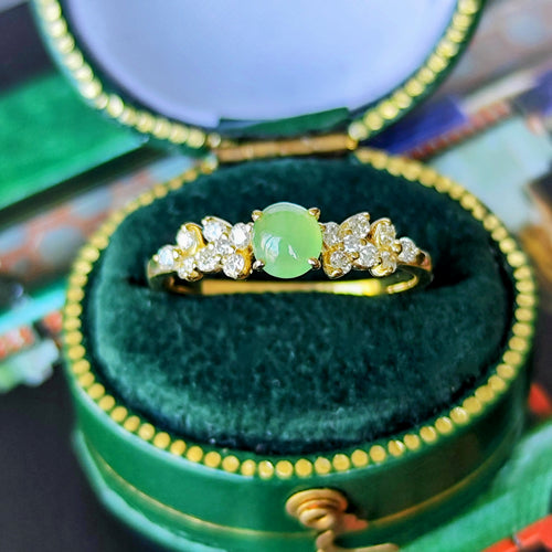 天然翡翠 天然ダイヤモンド 18金リング