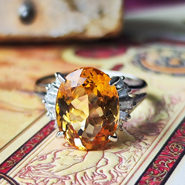 【三越百貨店】天然インペリアルトパーズ 5.37ct 天然ダイヤモンド リング