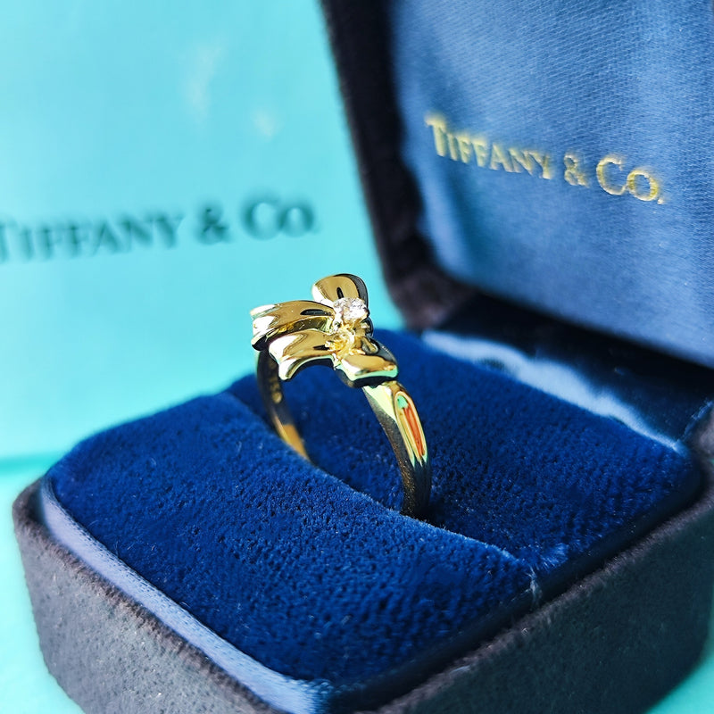 TIFFANY&Co ティファニー リボンリング ダイヤモンド K18YG