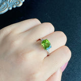 【パキスタン産】天然ペリドット 天然ダイヤモンド リング