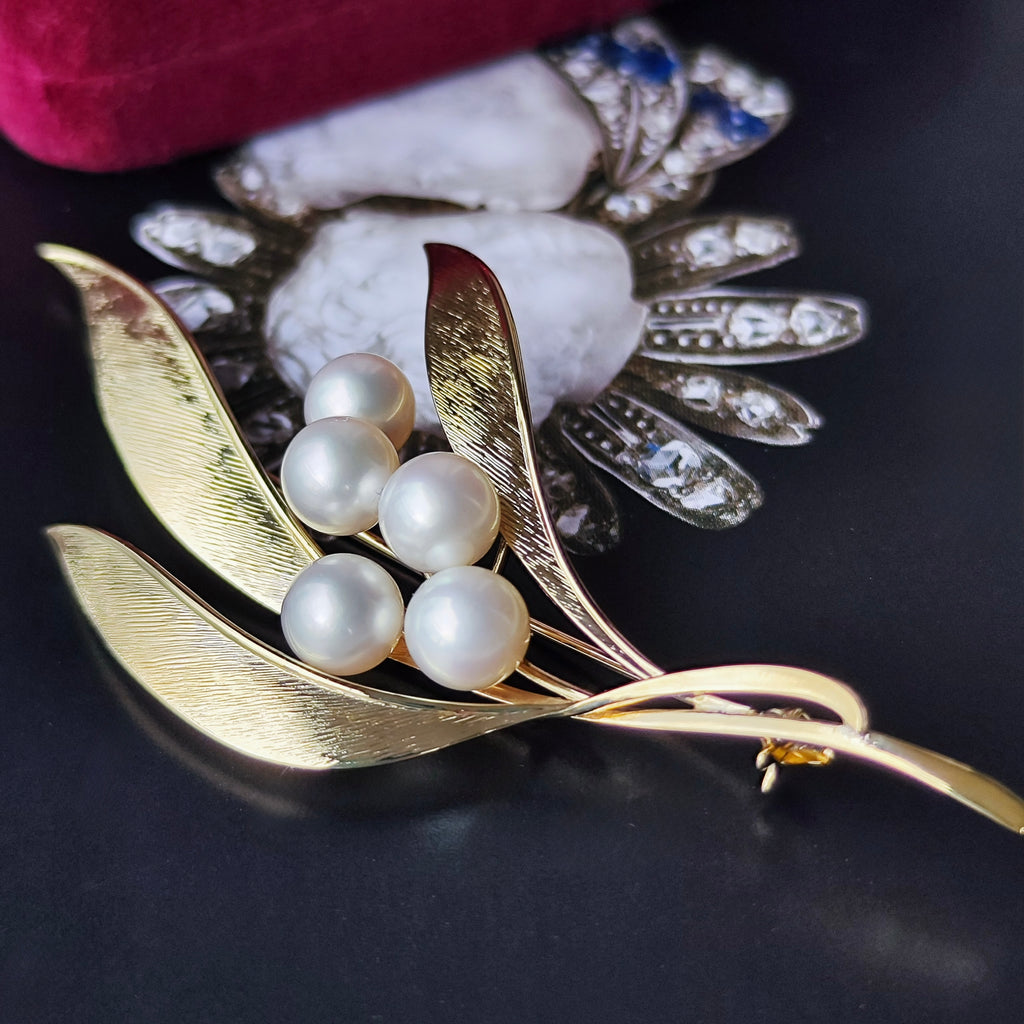 [Vintage MIKIMOTO] MIKIMOTO Akoya Pearl 14K Gold Brooch ②