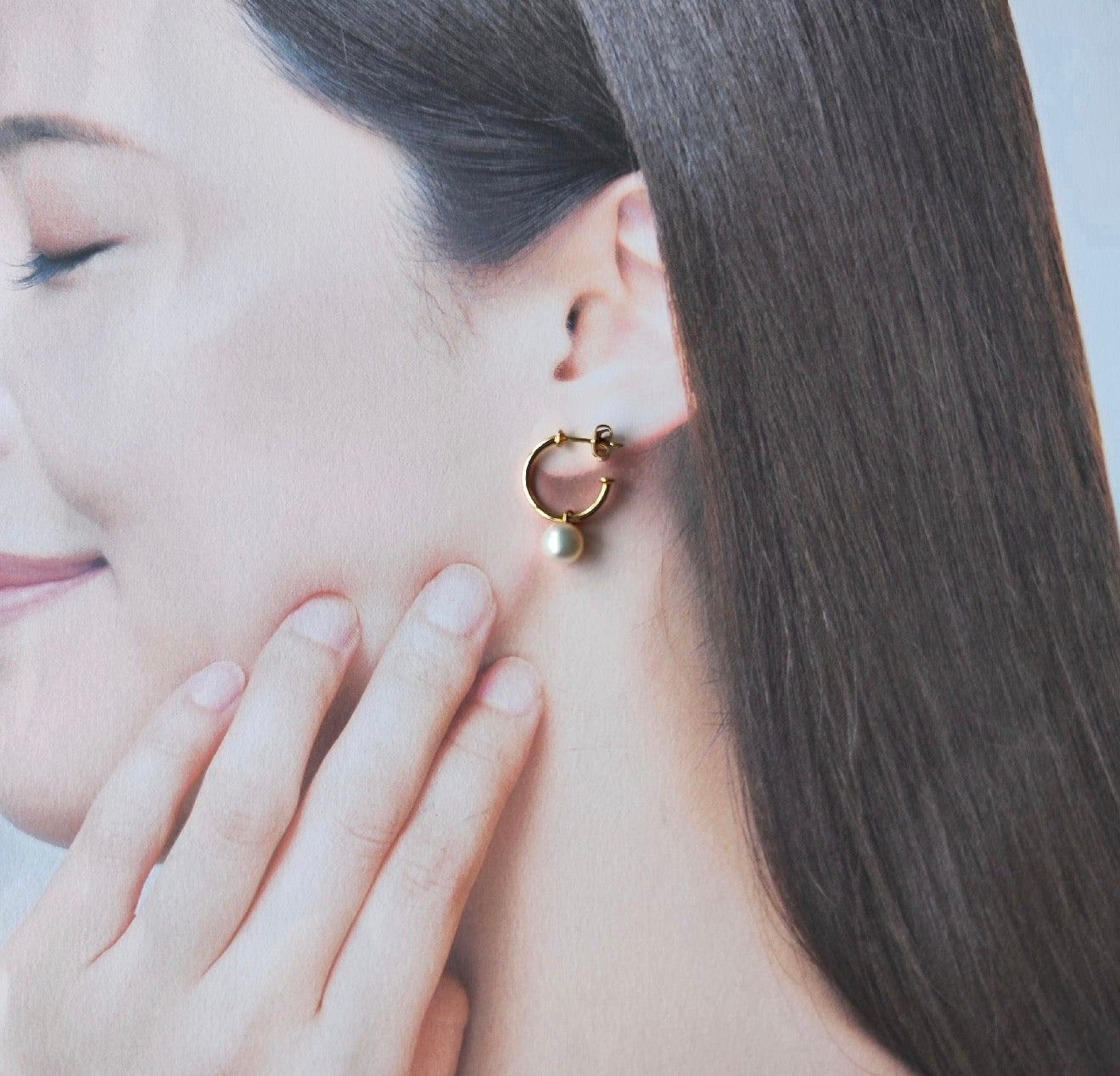 MIKIMOTO ミキモト あこや真珠 18金フープピアス