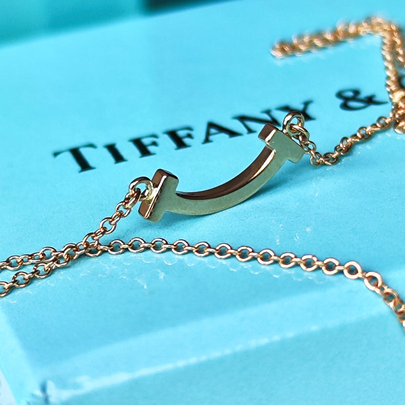TIFFANY &Co ティファニー Tスマイル ミニ ネックレス 18金PG