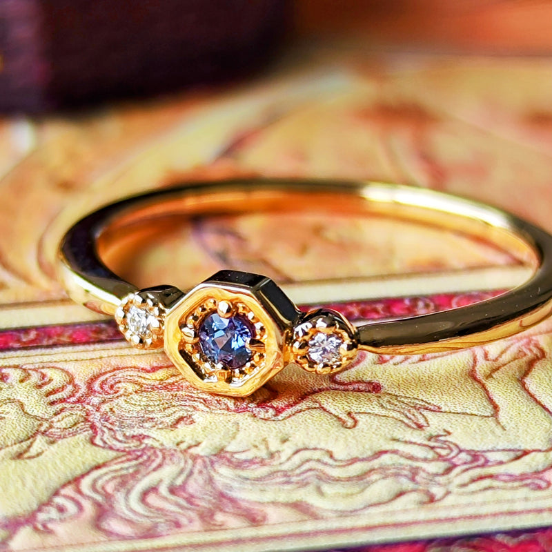 天然アレキサンドライト 天然ダイヤモンド リング