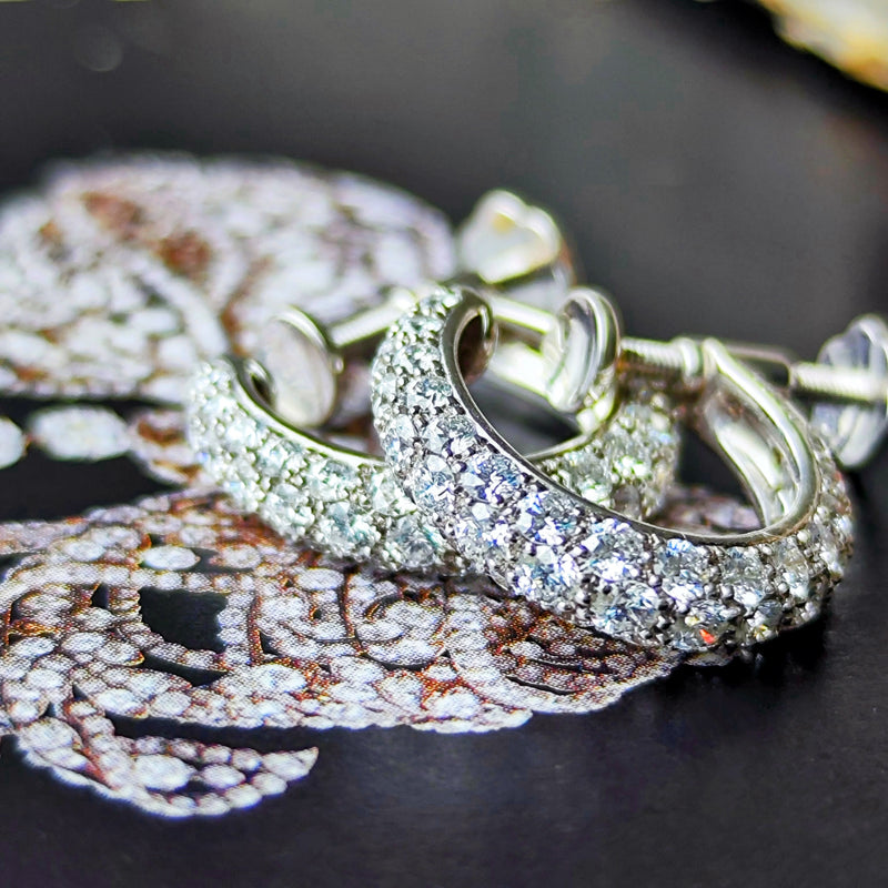 Gimel ギメル 天然ダイヤモンド パヴェ イヤリング