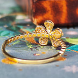 天然ダイヤモンド フラワーモチーフ パヴェ 18金リング