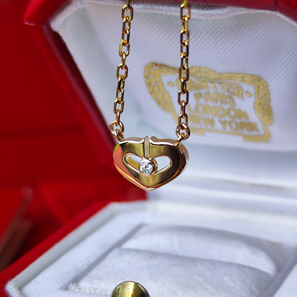 【廃盤 Cartier 】カルティエ Cハート ネックレス ダイヤモンド18金PG