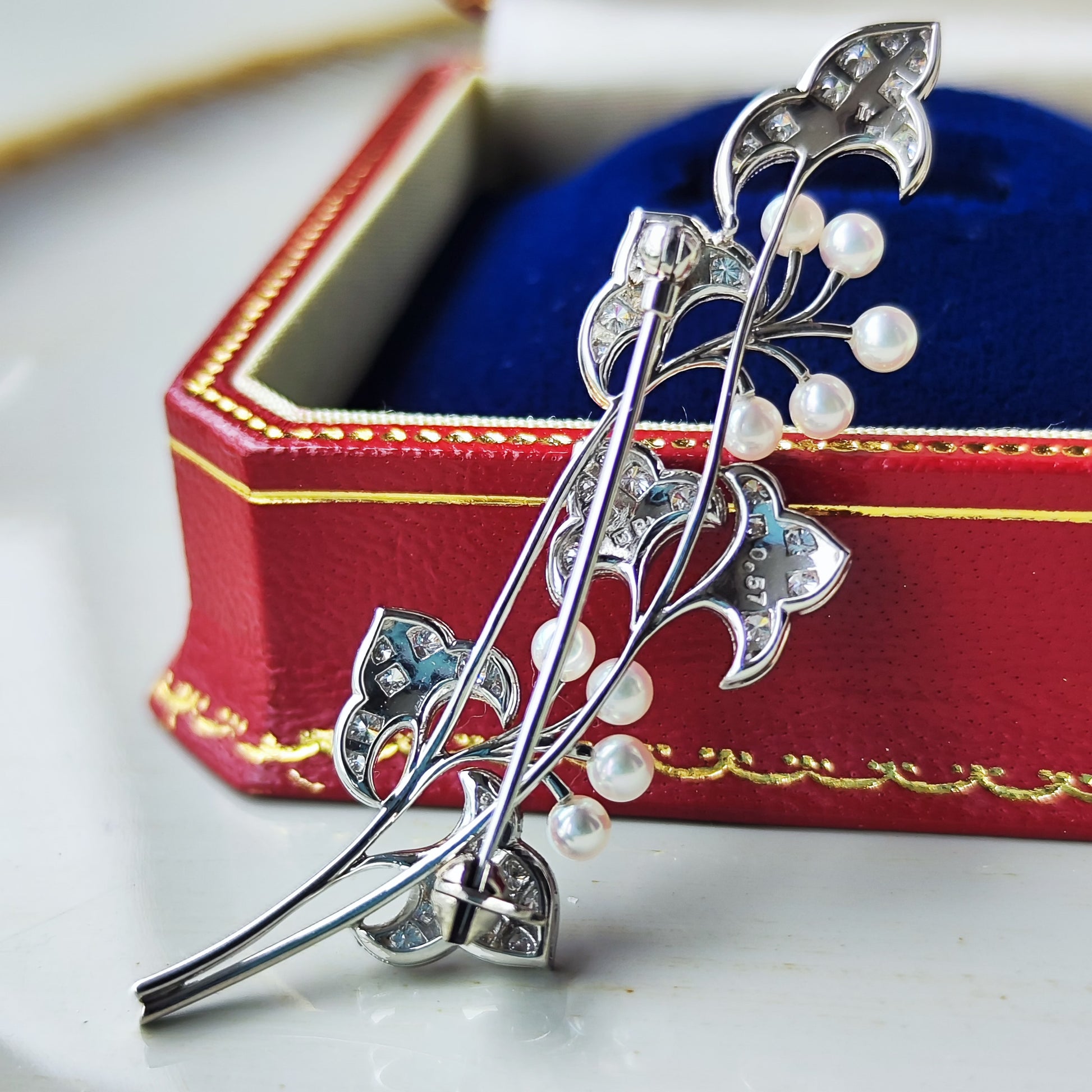 MIKIMOTO ミキモト あこや真珠 天然ダイヤモンド Ir（リジウム）ブローチ