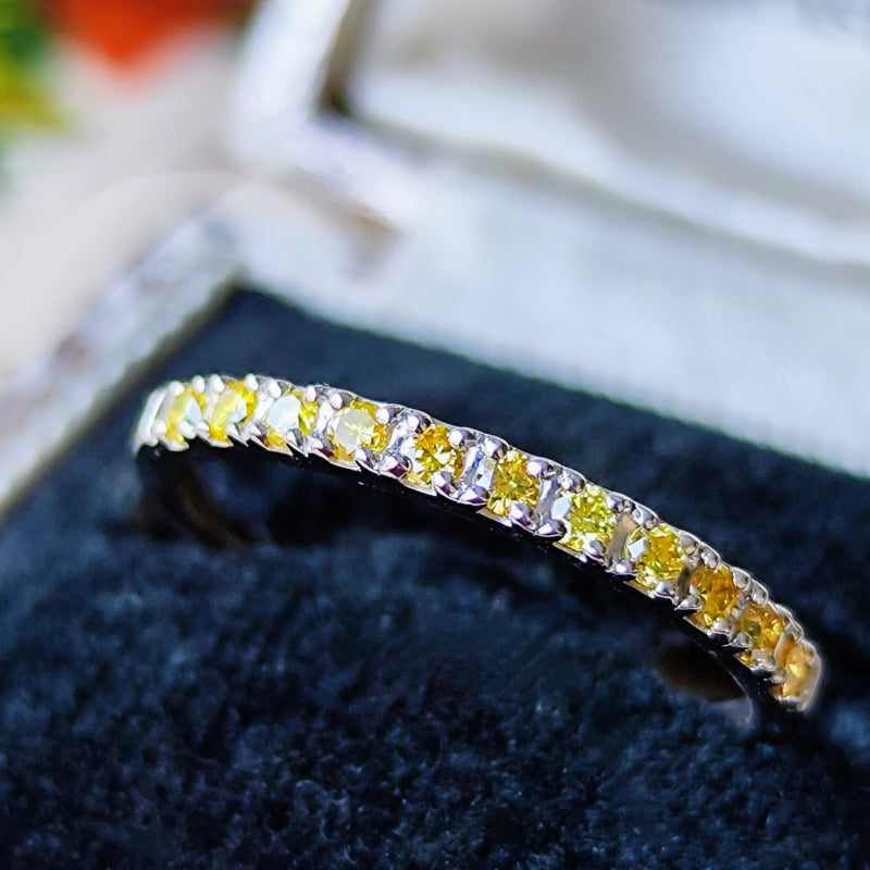 天然イエローダイヤモンド ハーフエタニティリング