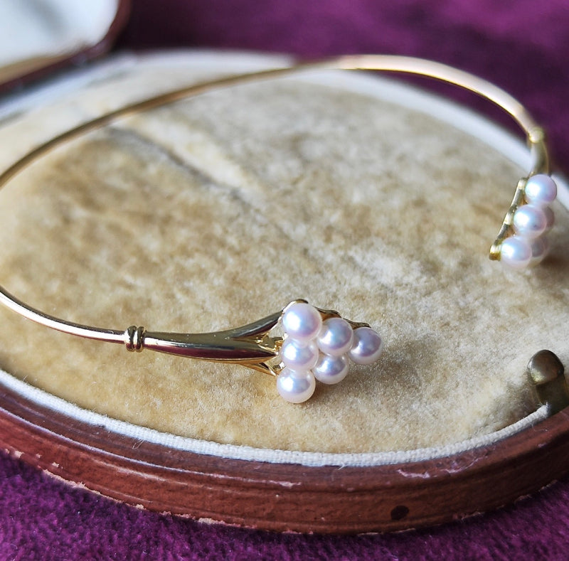 MIKIMOTO ミキモト あこや真珠 18金 バングル