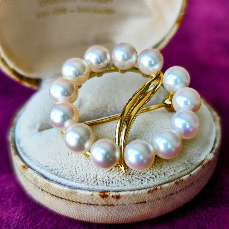 MIKIMOTO ミキモト あこや真珠 サークルモチーフ ブローチ