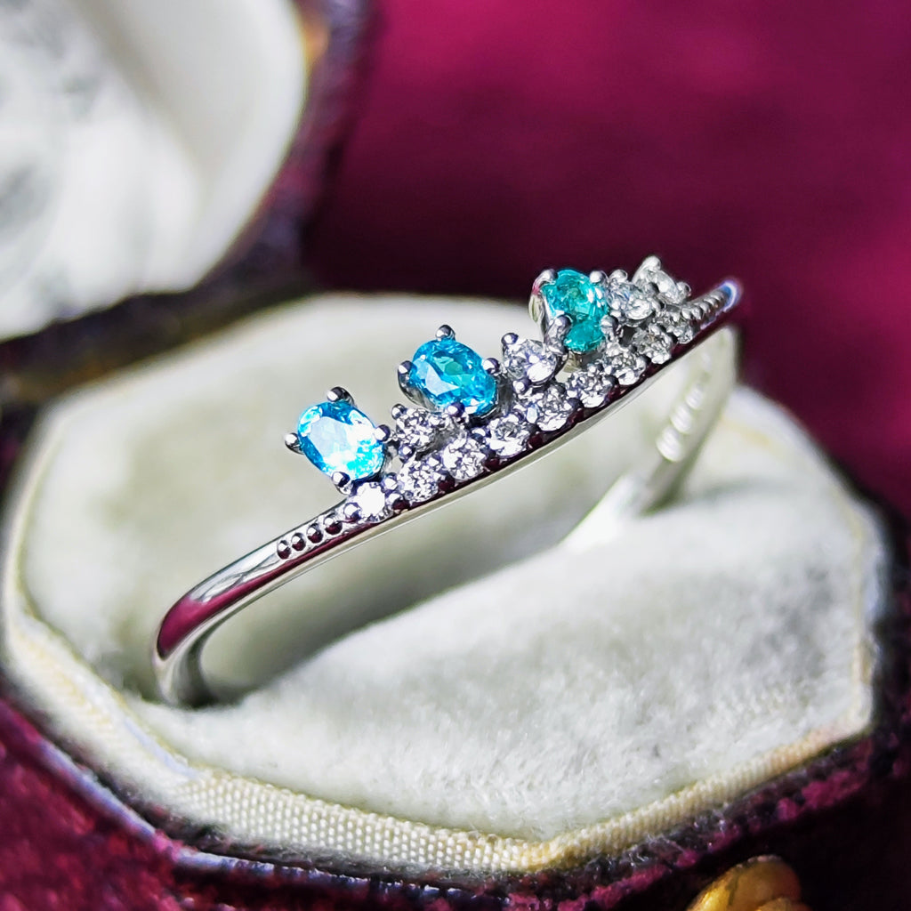 天然パライバトルマリン 天然ダイヤモンド リング