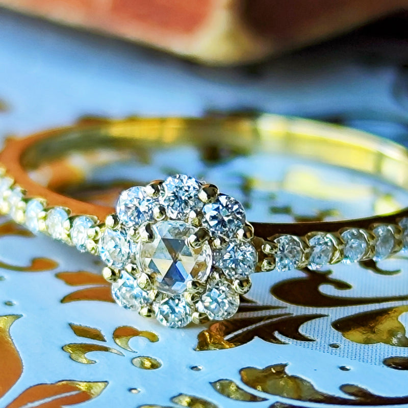 【ローズカット】天然ダイヤモンド 18金リング