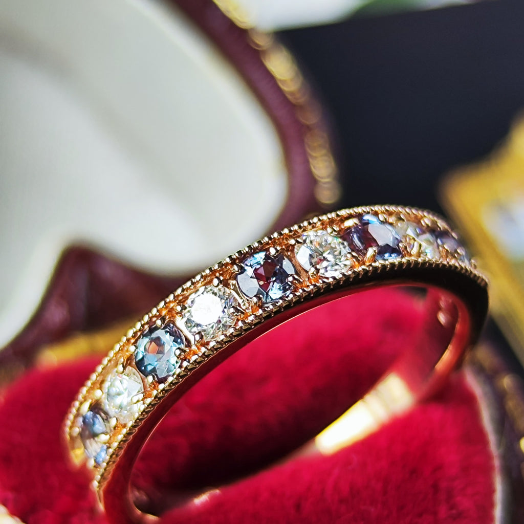 天然アレキサンドライト 0.31ct 天然ダイヤモンド リング