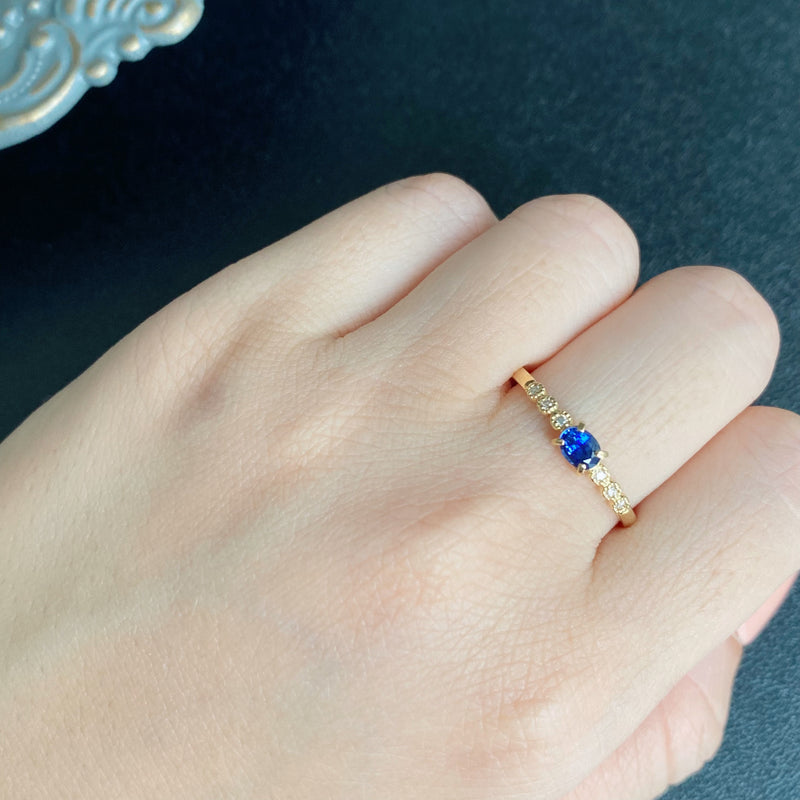 【コーンフラワー】天然サファイア 天然ダイヤモンド