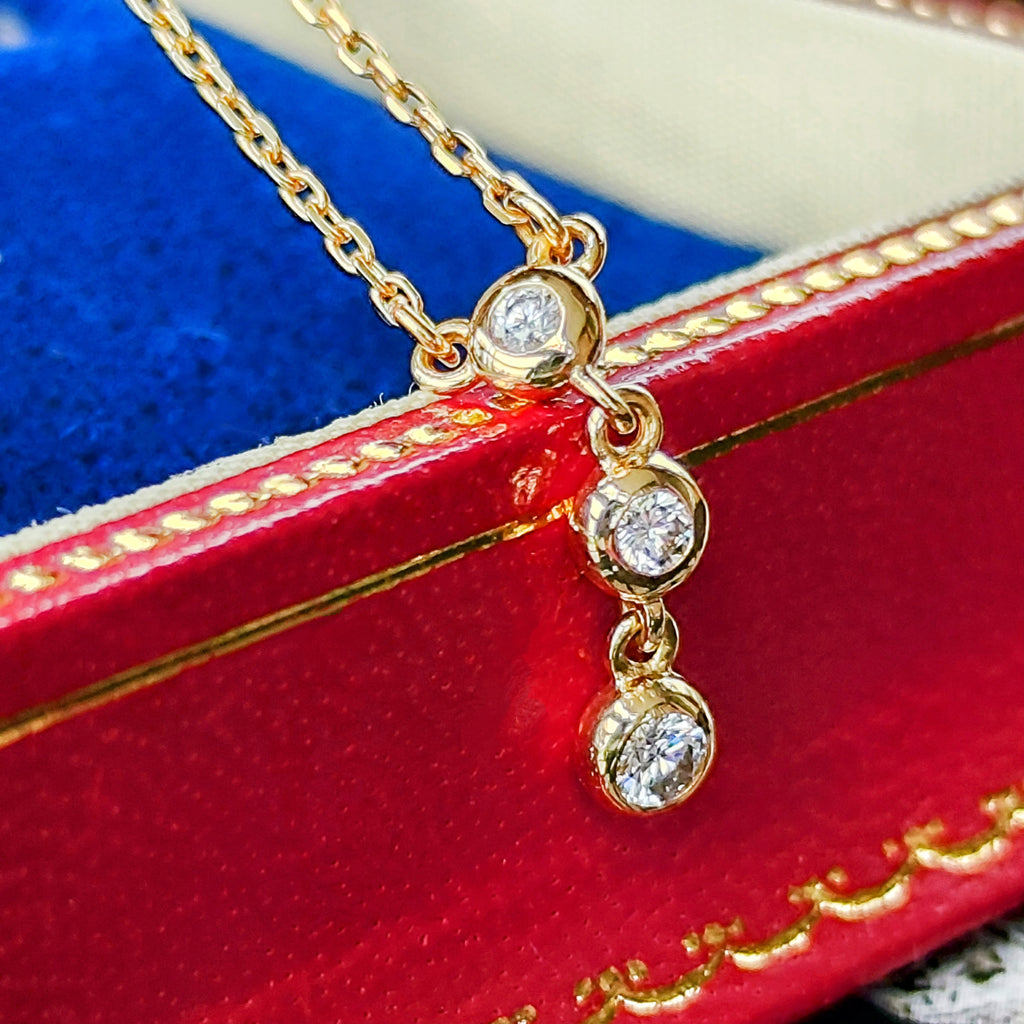 MIKIMOTO ミキモト ダイヤモンド スリーストーン ネックレス