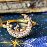 天然ダイヤモンド 月のモチーフ 18金リング