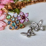 天然パライバトルマリン お花と蝶々 様々な宝石 ネックレス