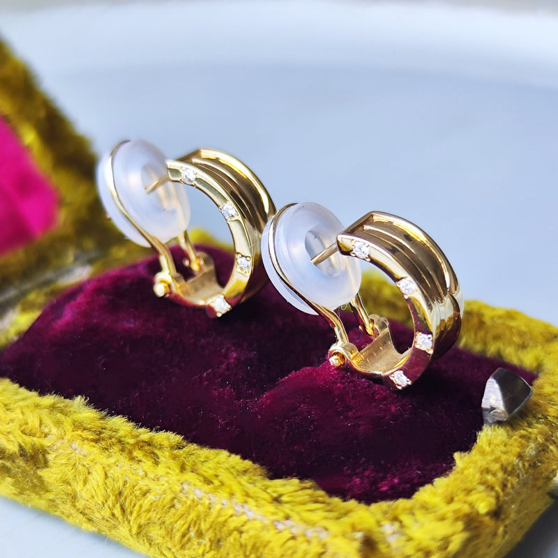 天然ダイヤモンド クリップピアス 18金