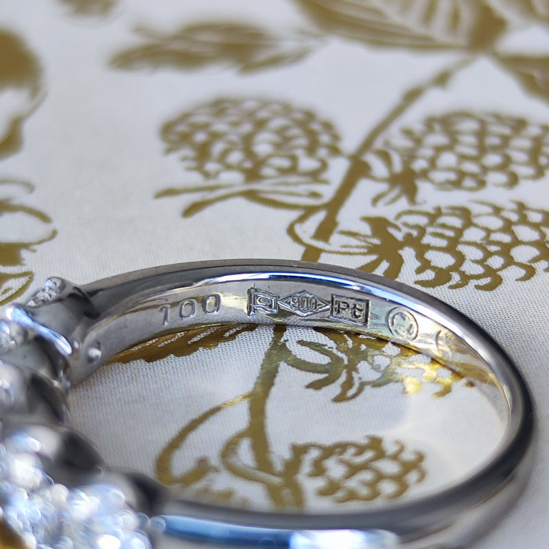 【三越百貨店】天然ダイヤモンド 1.0ct ヴィンテージリング 一文字