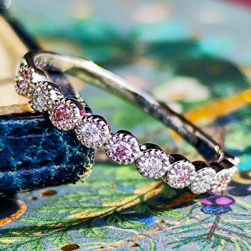 【ピンクダイヤ】天然ダイヤモンド ハーフエタニィリング プラチナ