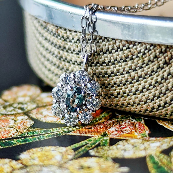 天然アレキサンドライト 天然ダイヤモンド プラチナネックレス