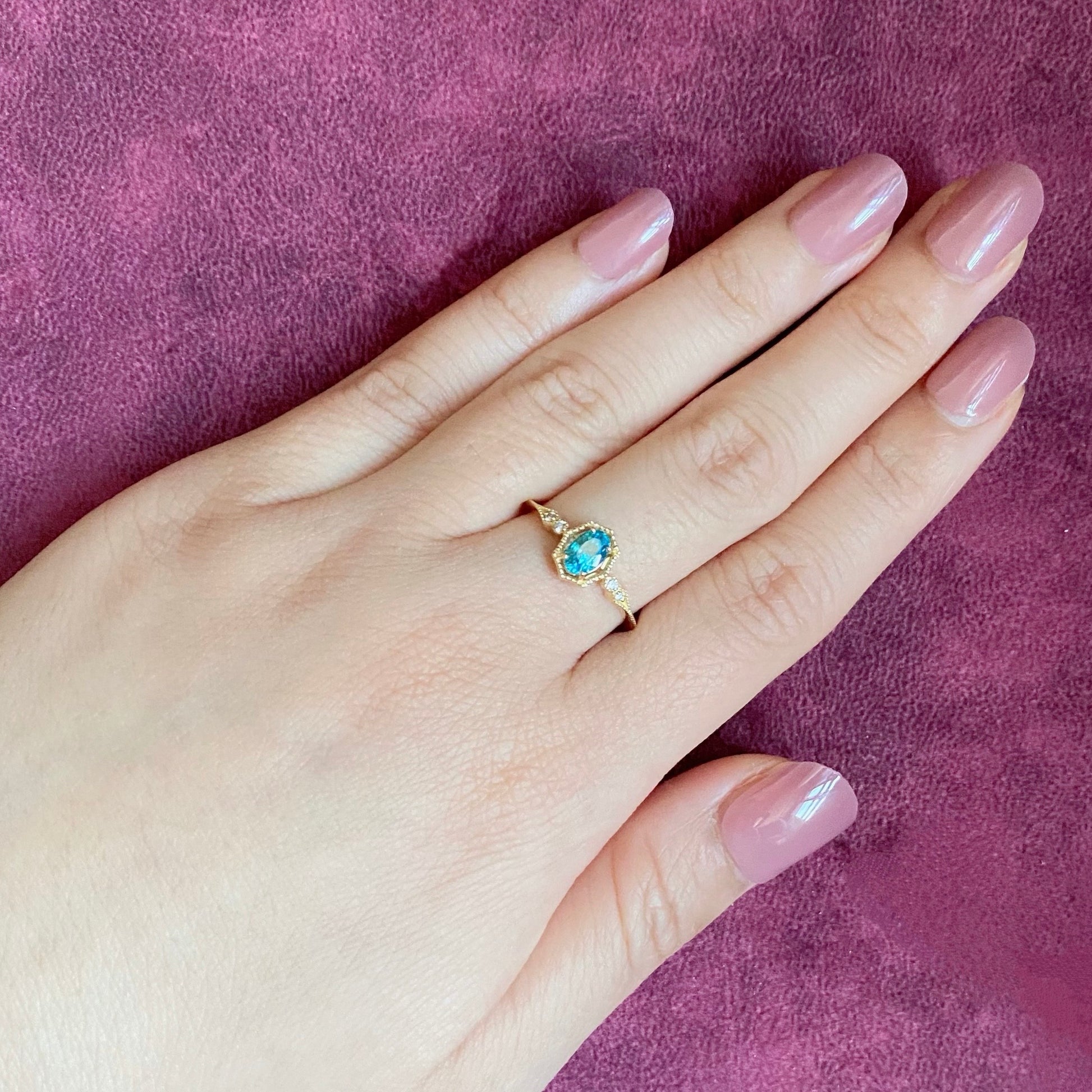 【お値下げ】天然ジルコン 天然ダイヤモンド 18金リング