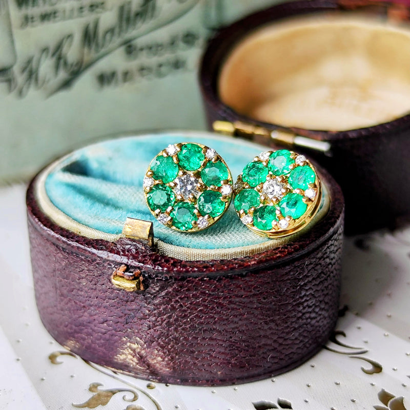 天然エメラルド 天然ダイヤモンド 18金ピアス