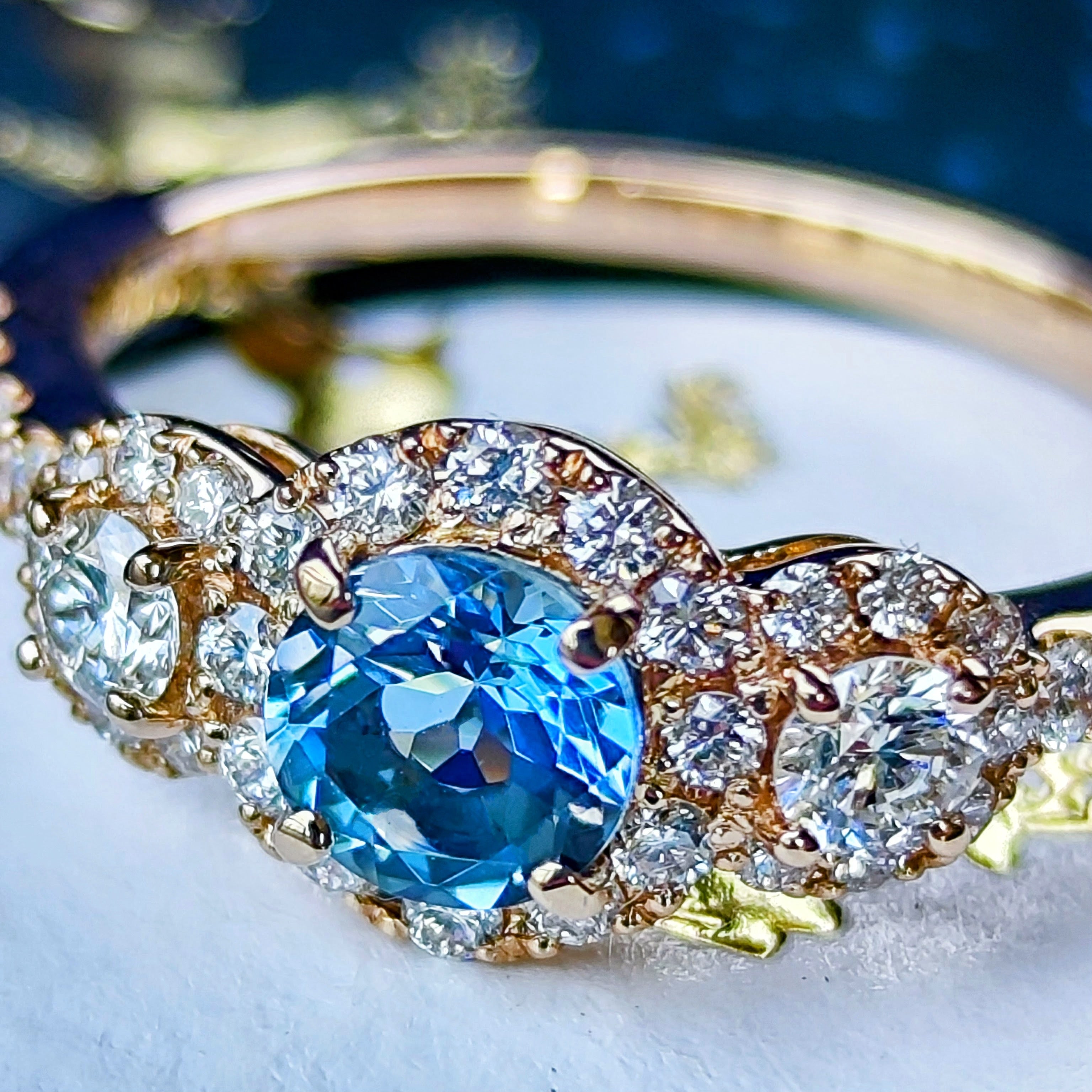 サンタマリア】天然アクアマリン 0.47ct 天然ダイヤモンド リング