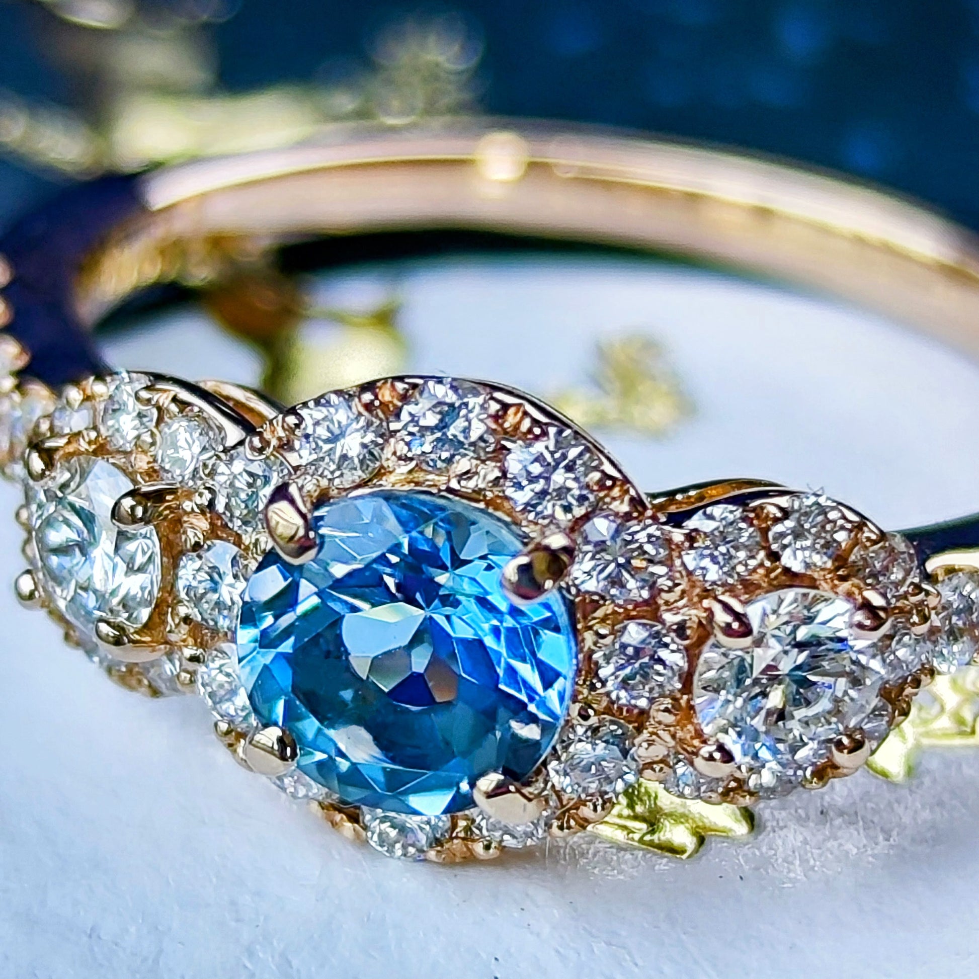 【サンタマリア】天然アクアマリン 0.47ct 天然ダイヤモンド リング