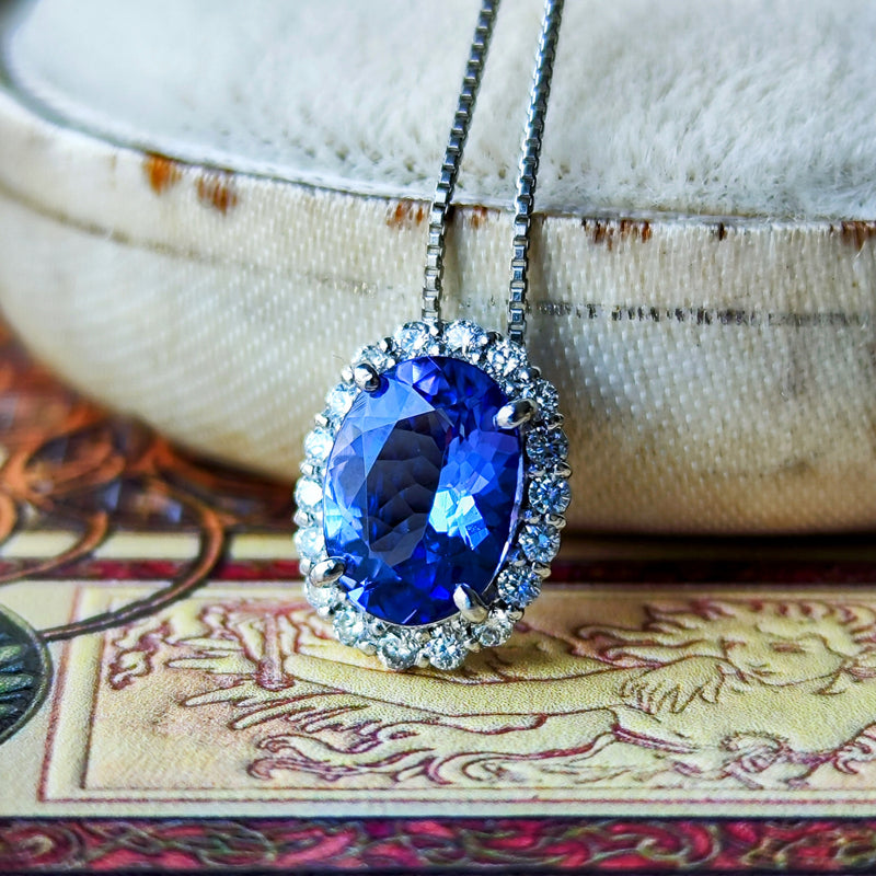 天然タンザナイト 天然ダイヤモンド ネックレス