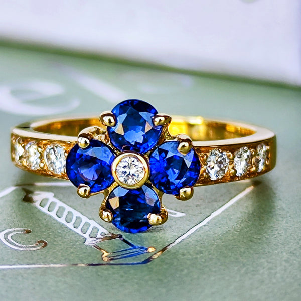 【Vintage Van Cleef & Arpels】ヴァンクリーフ&アーペル サファイア フラワーリング