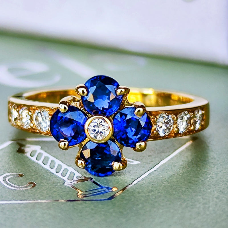 【Vintage Van Cleef & Arpels】ヴァンクリーフ&アーペル サファイア フラワーリング