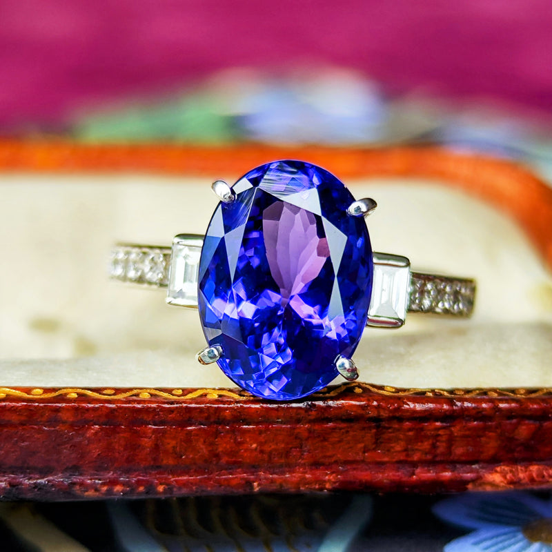 【大粒 4.42ct】天然タンザナイト 天然ダイヤモンド リング