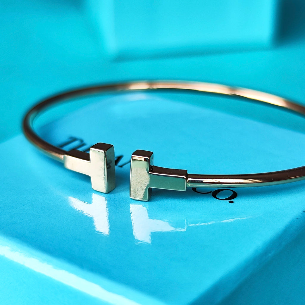 ティファニーバングル TIFFANY &Co ティファニー Tワイヤー バングル 18金PG – Mico宝飾店