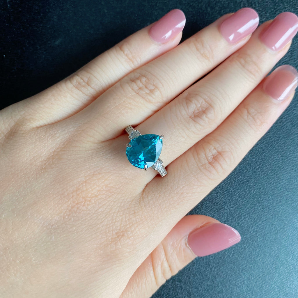 天然ジルコン 7.06ct 天然ダイヤモンド リング