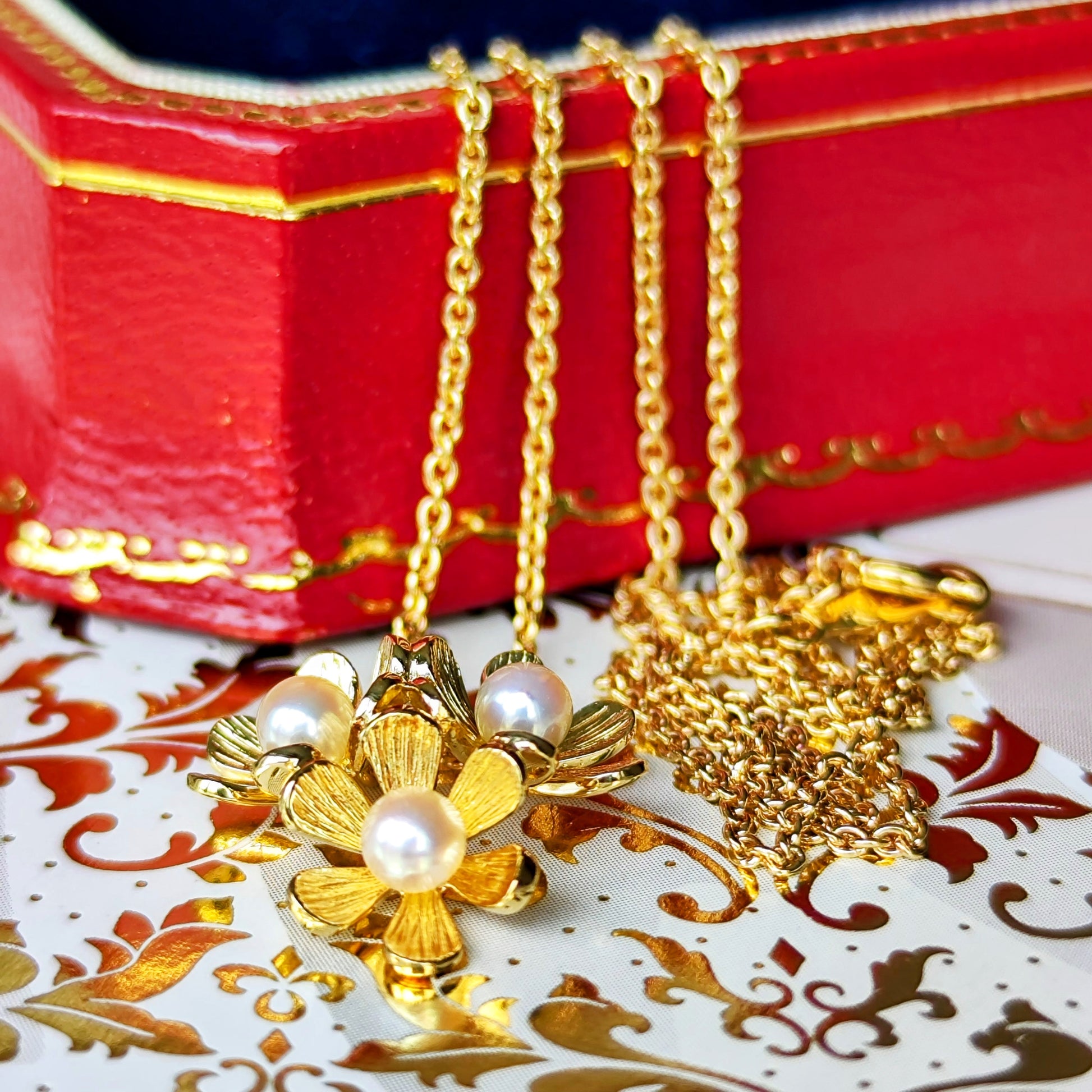 MIKIMOTO ミキモト フラワーモチーフ あこやベビーパール ネックレス